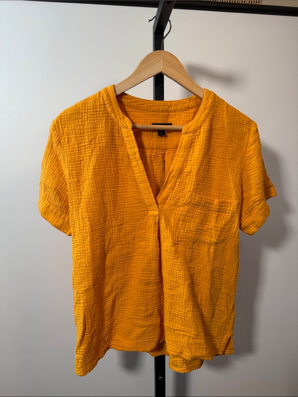 J. Crew v-neck soft gauze yellow marigold popover blouse